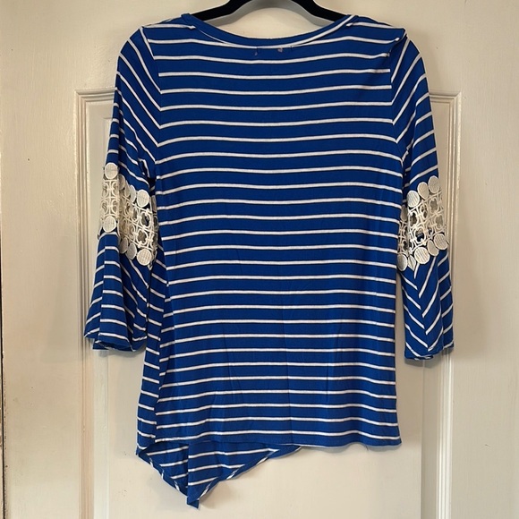 Notations Blue Asymmetrical Embellished Blouse - Picture 6 of 7